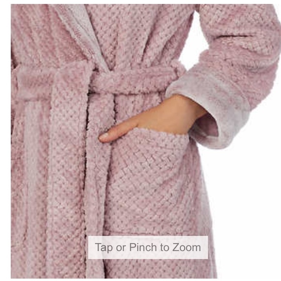 Carole Hochman Ladies Plush Soft Warm Long Wrap Robe Faux Fur Collar Pockets New - Picture 4 of 13